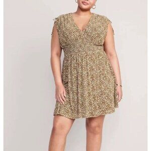 NWT Old Navy Plus Size Waist-Defined Tie-Shoulder Smocked Mesh Dress XXL Boho‎